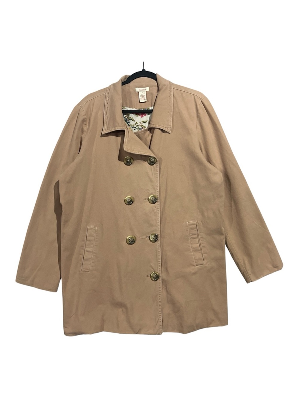 Sundance Pea Coat Women’s Large Tan Rose Fielding Double Breasted Academia Work